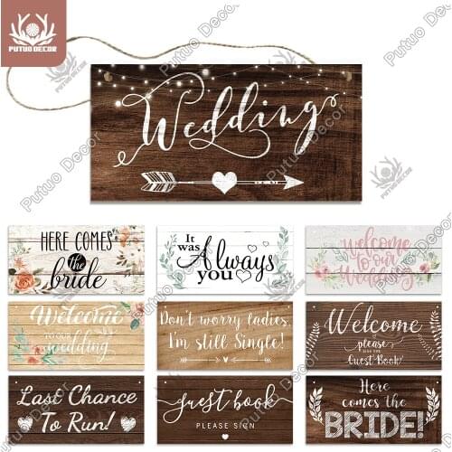 Putuo Decor Wedding Signs Wooden Hanging Signs Friendship Pendant Plaque Souvenir Decoration for Welcome Wedding Blessing Decor