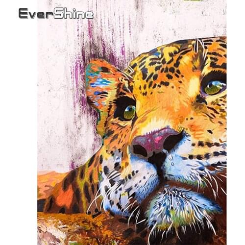 EverShine DIY Diamond Painting Animals Cross Stitch Kits 5D Diamond Embroidery Leopard Mosaic Art Handmade Gift Wall Decor