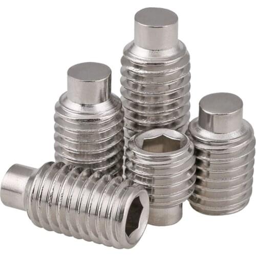 304 Stainless Steel Male Terminal Set Bolt Grub Convex End Screw Inner Hexagonal Socket Headless Screws DIN915 M3-M10
