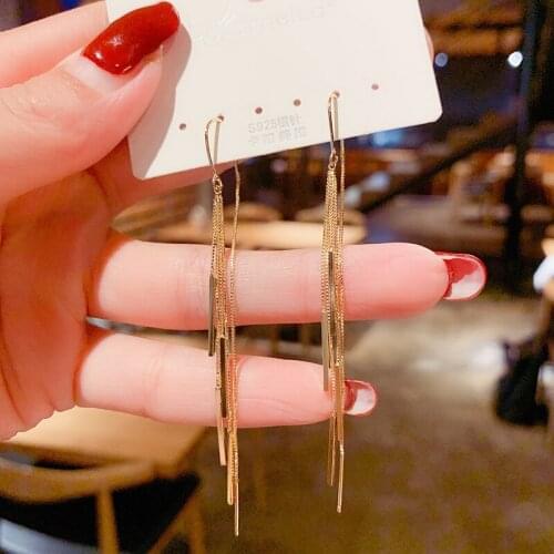 Korean Fashion Fringed Ear Lines Show Face Thin Zircon Circle Ear Lines Long Unusual Earrings Jewelry For Woman 2021 Trend