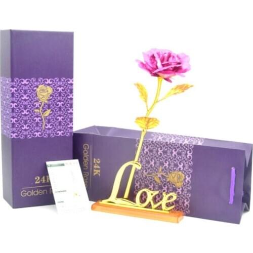 Creative Gift 24K Foil Plated Rose For Christmas Valentines Day Gold Rose Lasts Forever Love Wedding Decor Lover Lighting Rose