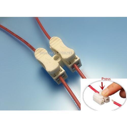 50Pcs 220v 10a 2 pin Spring Wire Connector Splice LED Strip Light No Welding No Screw Connector Cable Crimp Clamp Terminal