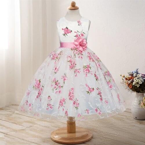 Summer Childrens Floral Sleeveless Party Dresses For Girls Clothing Children Kids Clothes Size 3 4 5 6 7 8 Years Old