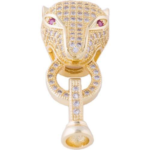 Hot Trendy Jewelry Vintage Zircon Leopard Charms Pendants For Bracelets & Necklaces Diy Copper Micro Pave Animal Clasp Bijoux