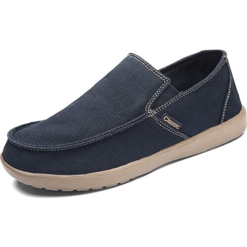 Summer Mens Canvas Shoes Non-leather Slip-on Casual Shoes Light Breathable Flats Vulcanize Big Size Daily Footwear for Male