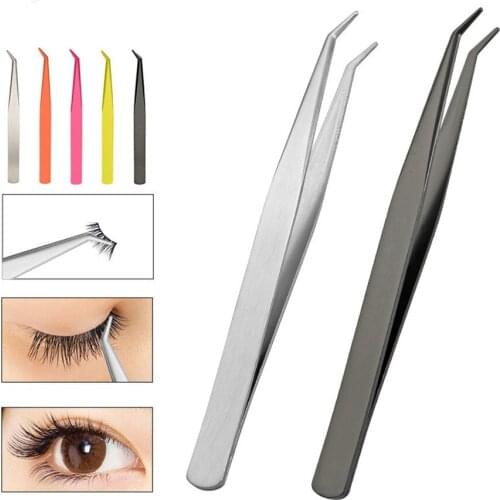 Stainless Steel Eyelash Eyebrow Tweezer Flase Eyelash Transplanting Nipper Eyelash Assistant Tools Face Beauty Tools E1163