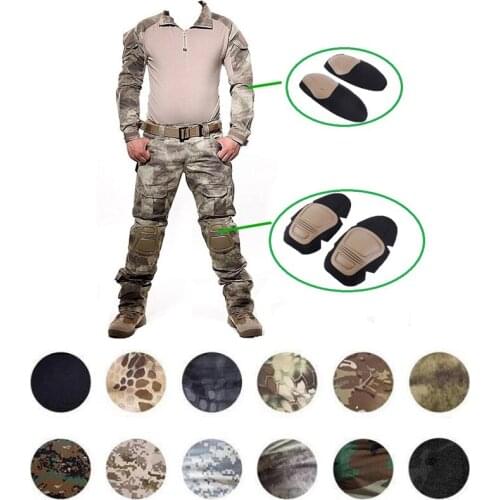 Hunting Tactical Shirt + Pants Military Airsoft Army Uniform Camouflage Ghillie Suit Clothes With Knee Elbow Pads Accessories