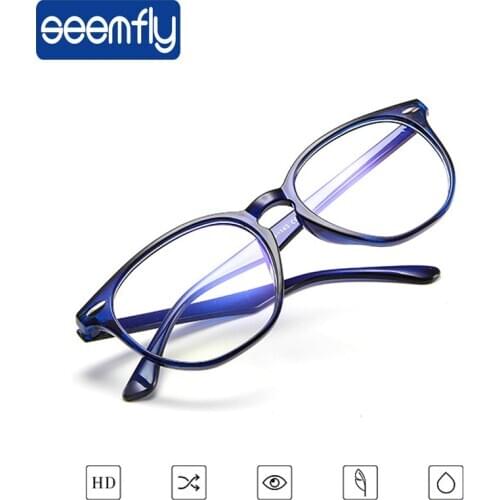 Seemfly Anti Blue Ray Glasses Frames Women Men Retro Round Eyeglasses UV blue Film Optical Spectacles Glasses Frame 7 Style