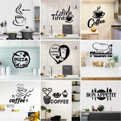 Custom Kitchen Wall Sticker For Restaurant Decor Pizza Coffee Home Decoration Vinyl Waterproof Wall Art Murals Stickers