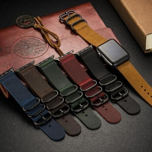 Men/Women Retro Genuine Leather Belt for Apple Watch SE Band Series 6 5 4 3 Strap 40mm 44mm 38mm 42mm for iWatch Soft Bracelet