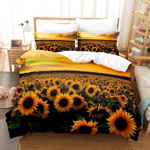 Beauty Flower Bedding Set Single Twin Full Queen King Size Rose Sunflower Bed Set Childrens Kid Bedroom Duvetcover Sets 3D 006