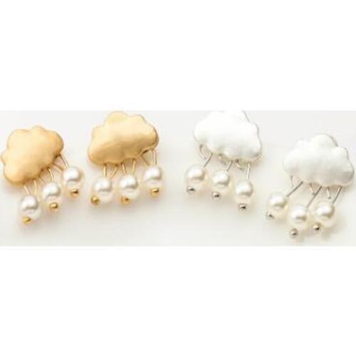 2018 Korean Version Fringe Natural Mother Pearl Bead Earring 2 Colors Elegant Simulated Pearl Clouds Raindrop Stud Earrings