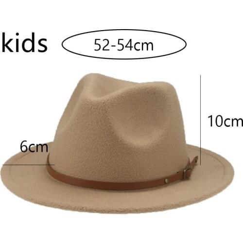 Hats for Women Kids Child Small 52cm Solid Belt Kids Fedora Formal Dress Wedding Camel Black Child Fedora Hat Sombreros De Mujer