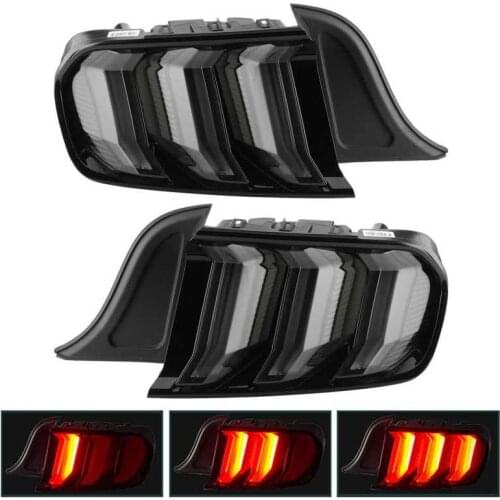 VLAND Pair Euro Look 5 Modes Full LED Dynamic Tail Lights Smoked Lens Fit for Ford Mustang 2015 2016 2017 2018 2019 2020
