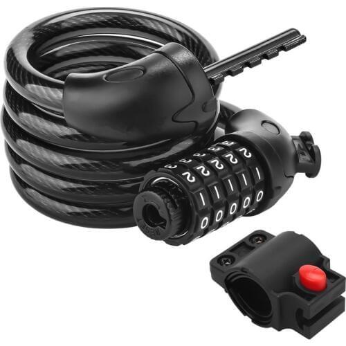 Bicycle Cable Lock High Security 5 Digit Resettable Combination Coiling Cable Lock Chain Lock for Bicycle Outdoors 1.2mx12mm