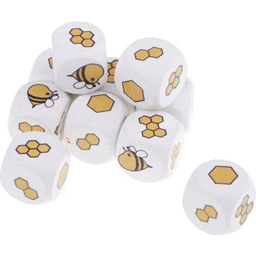 10Pcs 6 Sided Digital Carton Wood Dice For Party Family DIY Games Printing Engraving Kid Educational Toys
