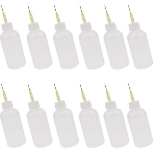 12 x 50ml Glue Oil Applicator Bottle Clear Precision Tip Quilling Bottles