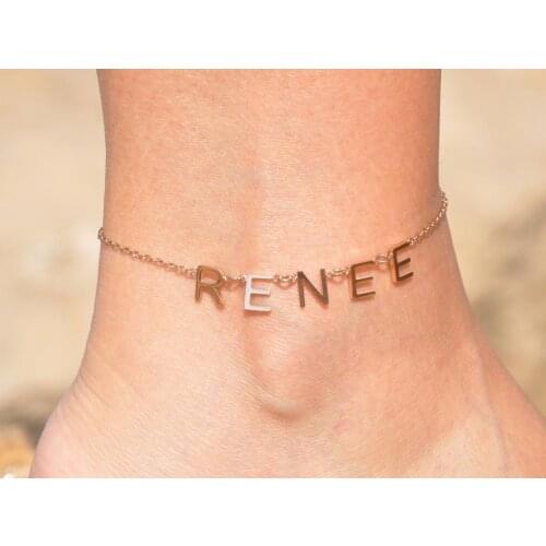2021 New Fashion Simple Stainless Steel Initial Anklet Multiple Letter Anklet Bracelet Ladies Beach Accessories Gift