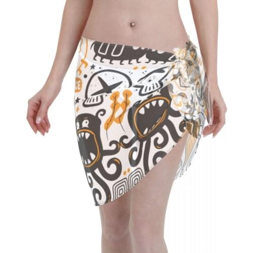 2021 Women Swimwear Pareo Scarf Bikini Cover-Ups Wrap Kaftan Sarong Beach Sexy Skirts Funny Monster Swimsuit Cover-Ups