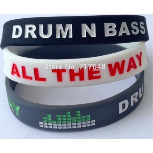 300pcs DRUM N BASS ALL THE WAY Wristband Silicone Bracelets free shipping by FEDEX