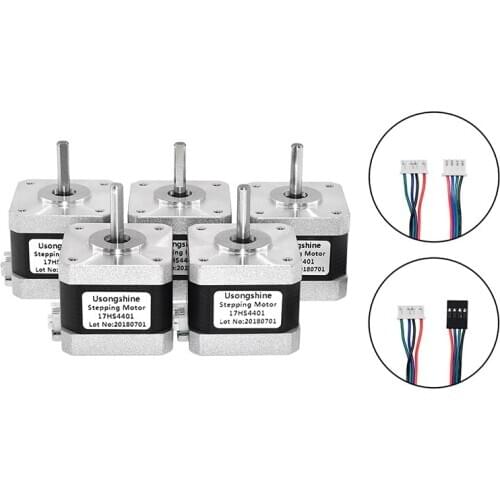 5pcs/lot (17HS4401) 17HS4401 V5 V6 4-lead Nema17 Stepper Motor 42 motor Nema 17 motor 42BYGH 1.5A motor+line for CNC XYZ