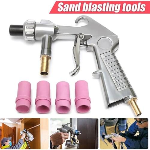 Aluminum Sandblaster Gun Air Siphon Feed Blast Gun Metal Ceramic Nozzle Tip Pneumatic Abrasive Blasting Sandblasting Tool Kit