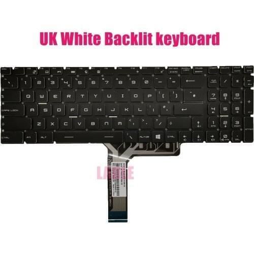 UK White Backlit keyboard for MSI WE65 9TI(MS-16U2)/WS72 6QJ(MS-1776)/PX60 2QD(MS-16H6)