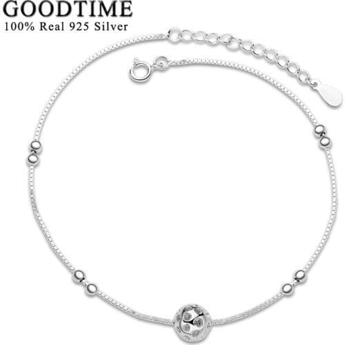 925 Sterling Silver Anklets For Women Exquisite Hollow Heart Ball Anklet Fashion Foot Jewelry Gift Ankle Bracelet Beads Anklets