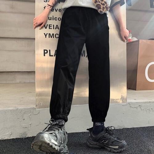 2020 New Cargo pants for women High Waist Loose Streetwear pants Baggy Tactical Trouser Hip hop Joggers Pants black Casual pants