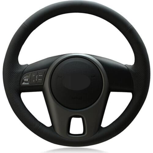 Car Steering Wheel Covers DIY Black Artificial Leather Steering Wheel Cover For Kia Forte 2009-2014 Soul 2010-2013 Rio 2009-2011