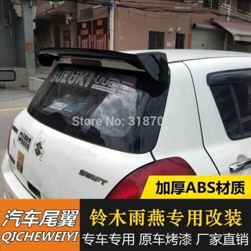 For Suzuki Swift Spoiler B 2008-2015 ABS Plastic Unpainted Color Rear Roof Spoiler Wing Trunk Lip Boot Cover Car Styling