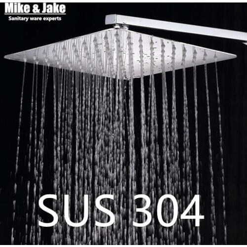 12 inch SUS 304 shower head with arm 300*300 stainless steel head shower with shower arm top water saving rain shower