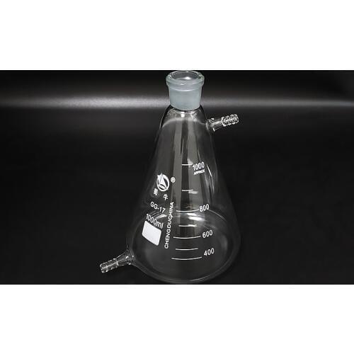 Filtering flask with tick mark 1000ml 24/29,Triangle flask with upper and bottom side tube,Filter Erlenmeyer bottle