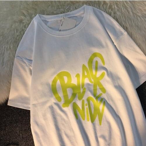 Printing T-shirt Summer Short-Sleeved Round O-Neck Mens Fashion Loose Cotton All-match Style INS Lovers Student BF