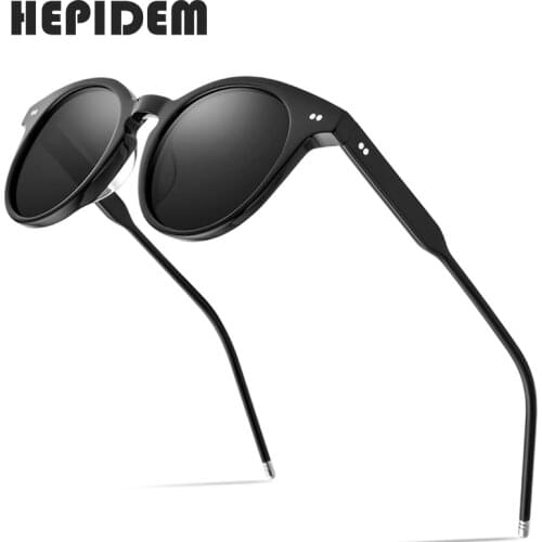 HEPIDEM Acetate Polarized Sunglasses Women 2020 New Brand Designer High Quality Vintage Round Sun Glasses for Men UV400 9127