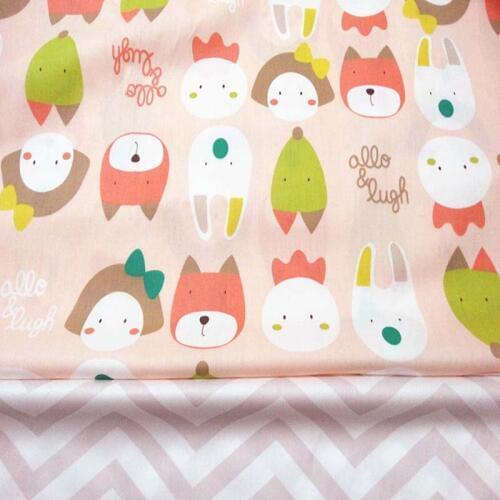 Fashion Brand Cute Cartoon Animals Girls & Stripe Printed Cotton Fabric Bedding Quilting Clothing DIY fabric