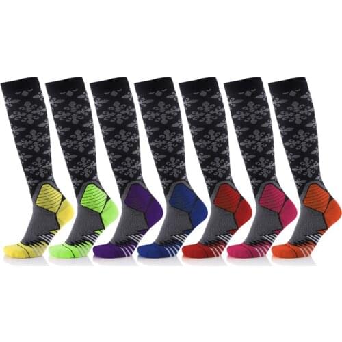 7 Colors Casual Unisex Copper Compression Socks Women Men Anti Fatigue Pain Relief Knee High Stockings Male Female Soft Socks