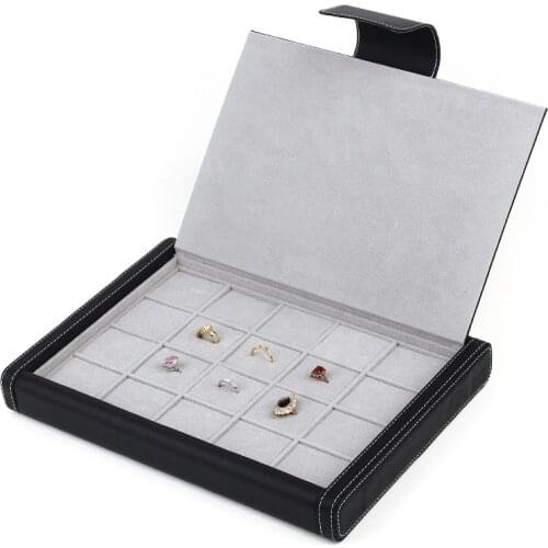 New simple high-end portable PU leather jewelry storage box, fashion 20-bit jewelry ring box earring pendant jewelry case