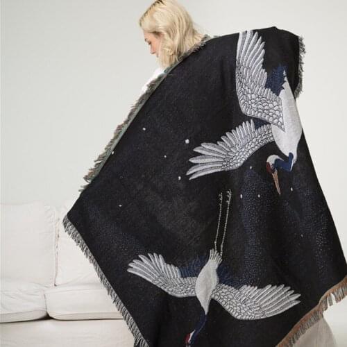 2021 New Carpet Japanese Kimono Asian Casual Crane Embroidery Autumn Winter Warm Carpet Yukata Fashion High Quality Rug Blanket