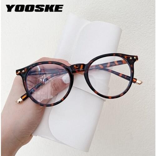 YOOSKE Women Anti Blue Light Glasses Frame Men Computer Blocking Eyeglasses Vintage Round Eyewears Optical Spectacle Frames