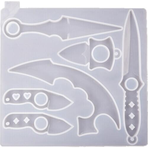 Dagger Pendant Keychain Resin Mold Silicone Anti-Wolf Weapons Sword Epoxy Casting Silicone Mould Defend Knife Mold Craft