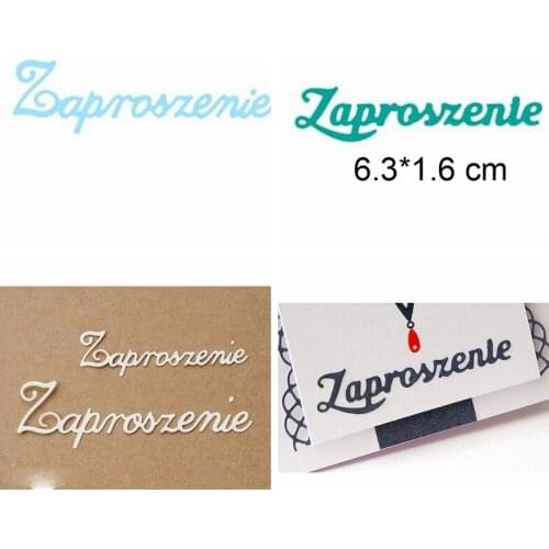 Polish Letters Invitation Words Metal Cutting Dies Stencils Phrase For DIY Scrapbooking Decorative Embossing Card Craft Die Cuts