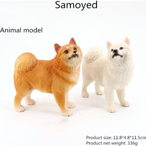 New Realistic Animal Solid Dog Model Samoyed Pet Dog Childrens Toy Plastic Animal Hand-made Decorative Ornaments Birthday Gift