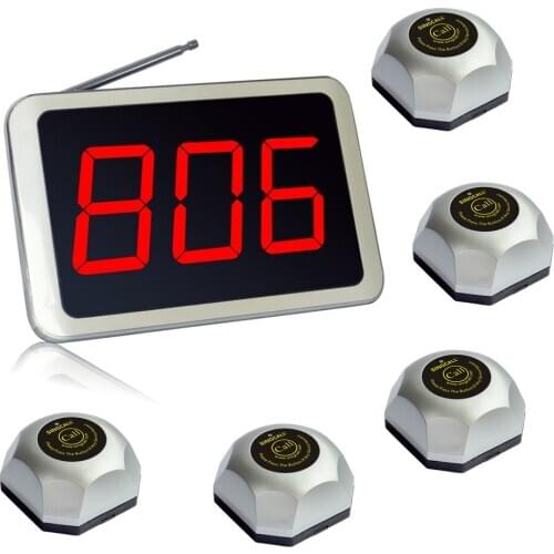 SINGCALL Restaurant, Coffee Shop, Hospital Calling System, 1 APE1500 Fixed Receiver with 5 Single Buttons APE560