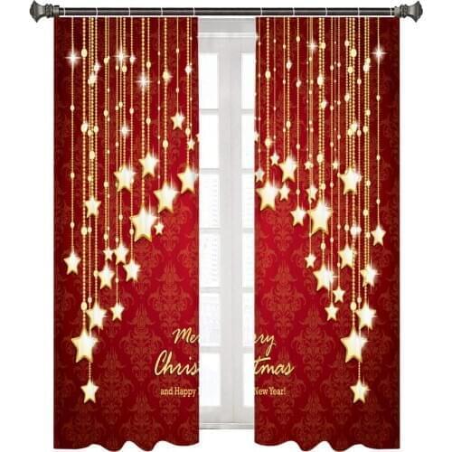 2PCS Digital Printing Christmas Curtains Polyester Fiber Curtain Door Curtain For Living Room And Bedroom Christmas Party