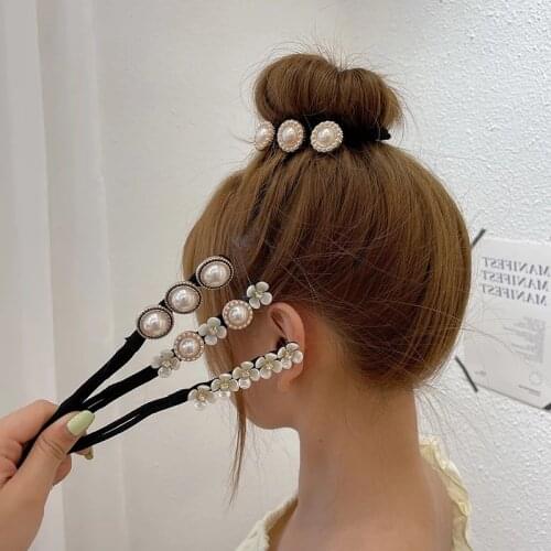 Retro Shell Pearl Hairpin Flower Bud Hairstyle Curling Sticks Womens Elegant Hair Braided Hair Iron Ball Head Coil Hair Iron