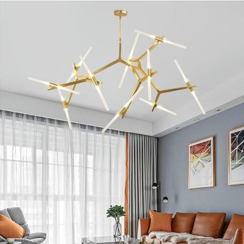 Modern Metal Herringbone Chandeliers Tree Branch Pendant lamp Ceiling Fixtures Acrylic Lampshade Dining Room Hanging Lamps decor
