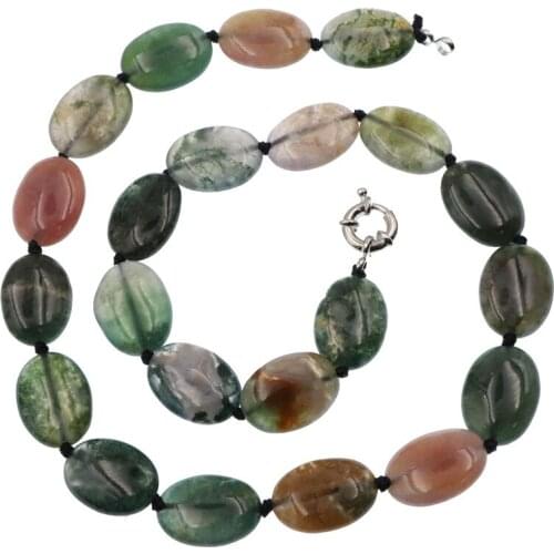 Vintage Strand Necklace for Women Natural Stone Indian Agat Beads Egg Beads Choker Short Chain Necklaces Gifts Jewelry 17"B37