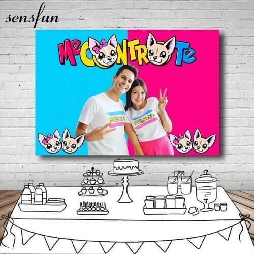 Sensfun Custom Photography Backgrouds Blue Pink ME CONTRO TE Youtube Birthday Party Backdrops For Photo Studio Buon compleanno