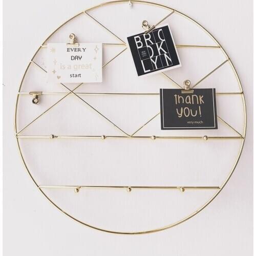 Iron Grid Round Jewelry Storage Rack Wall Decoration Photo Note Clip Hanging